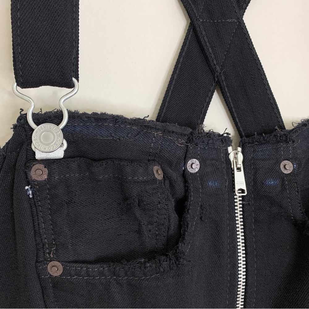 NEW RE/DONE Levi’s Overall Denim Mini Dress (Sz M) Reworked Vintage Black - Picture 6 of 16